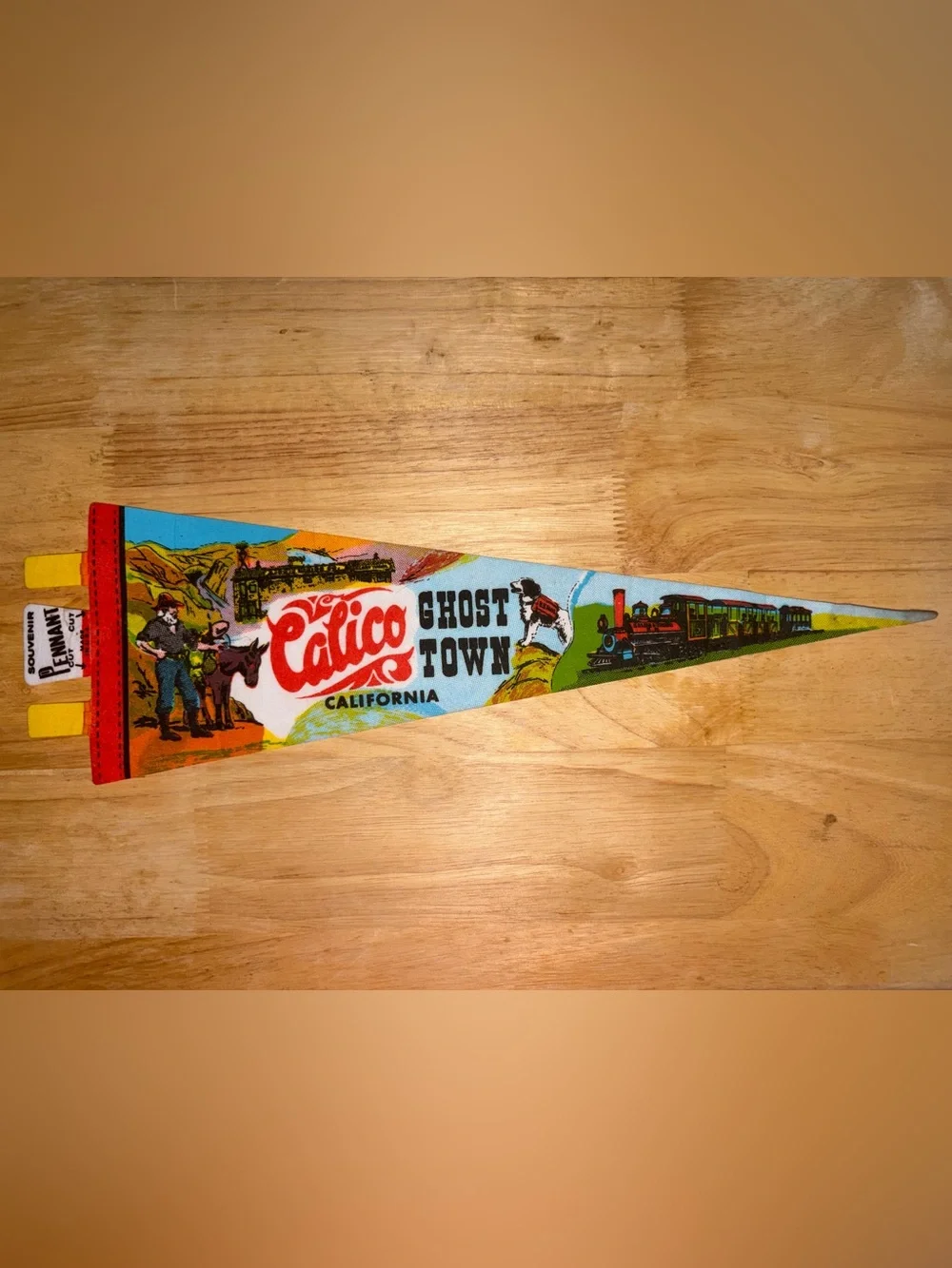 Calico California Vintage Wall Pennant in Blue and Red